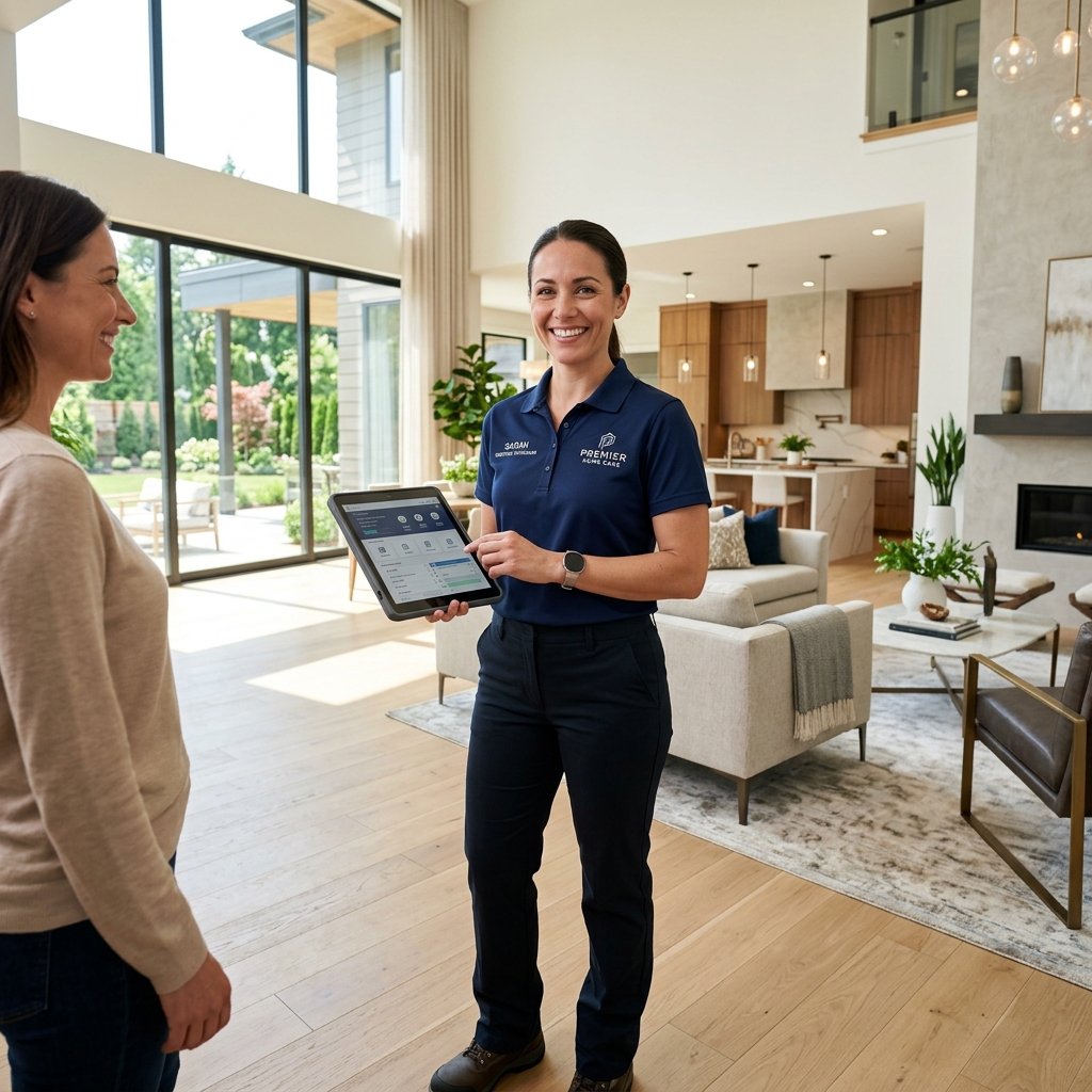 Professional home service technician in a luxury home